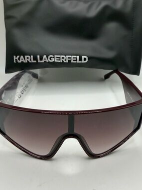 Karl Lagerfeld Women's Shield Sunglasses — Burgundy Fade Lens